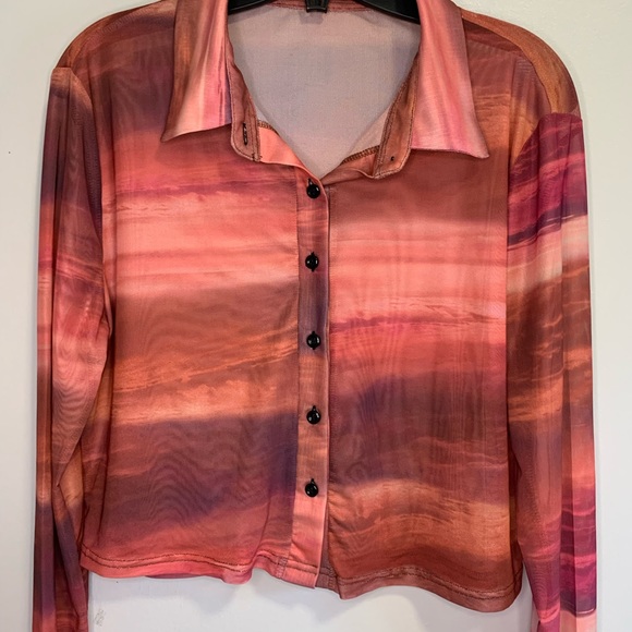 Tie Dye Button Up Crop Top #149 - Picture 3 of 6